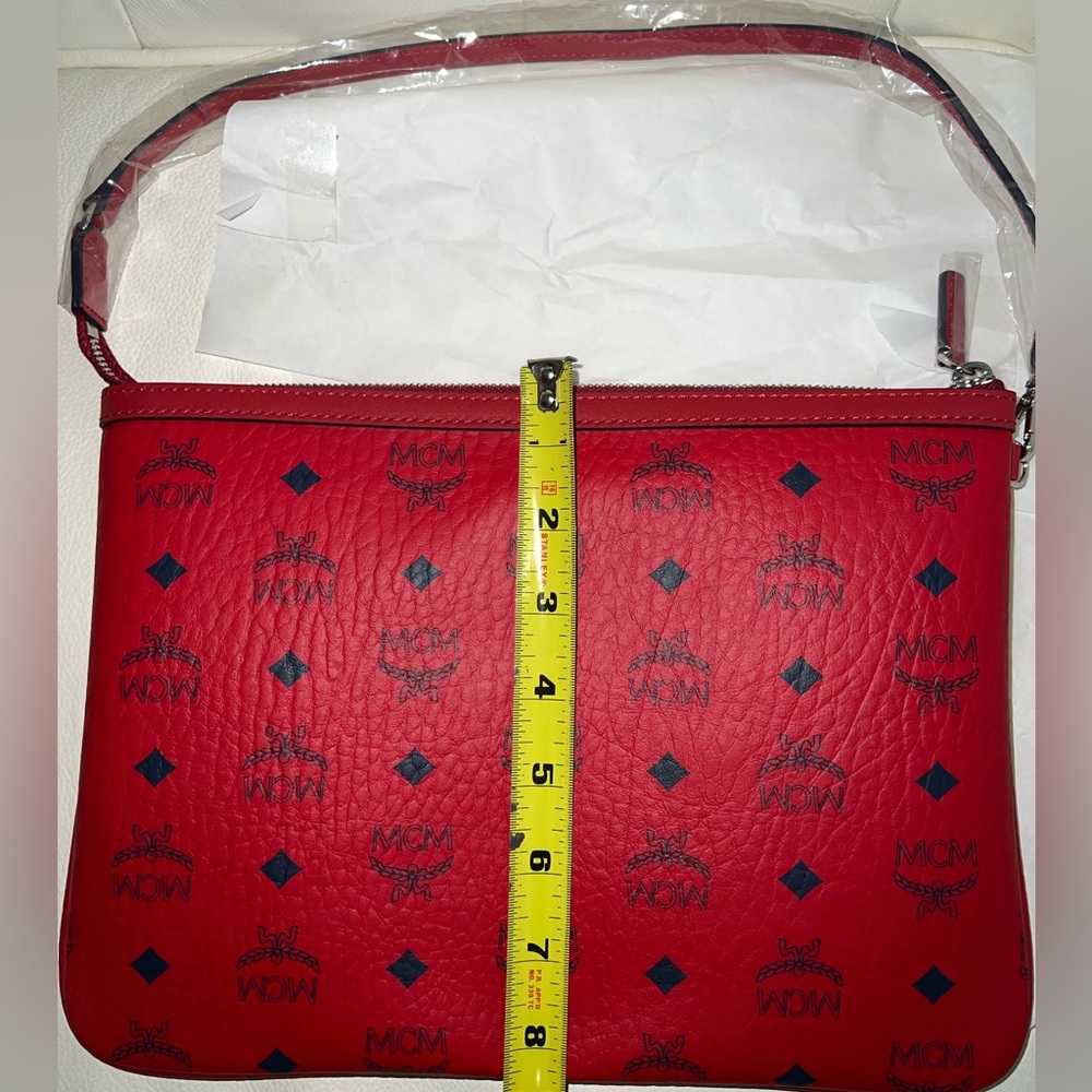 BNWT MCM Candy Red Zippered Wristlet Pouch/Small-shoulder bag. Set retails, $695